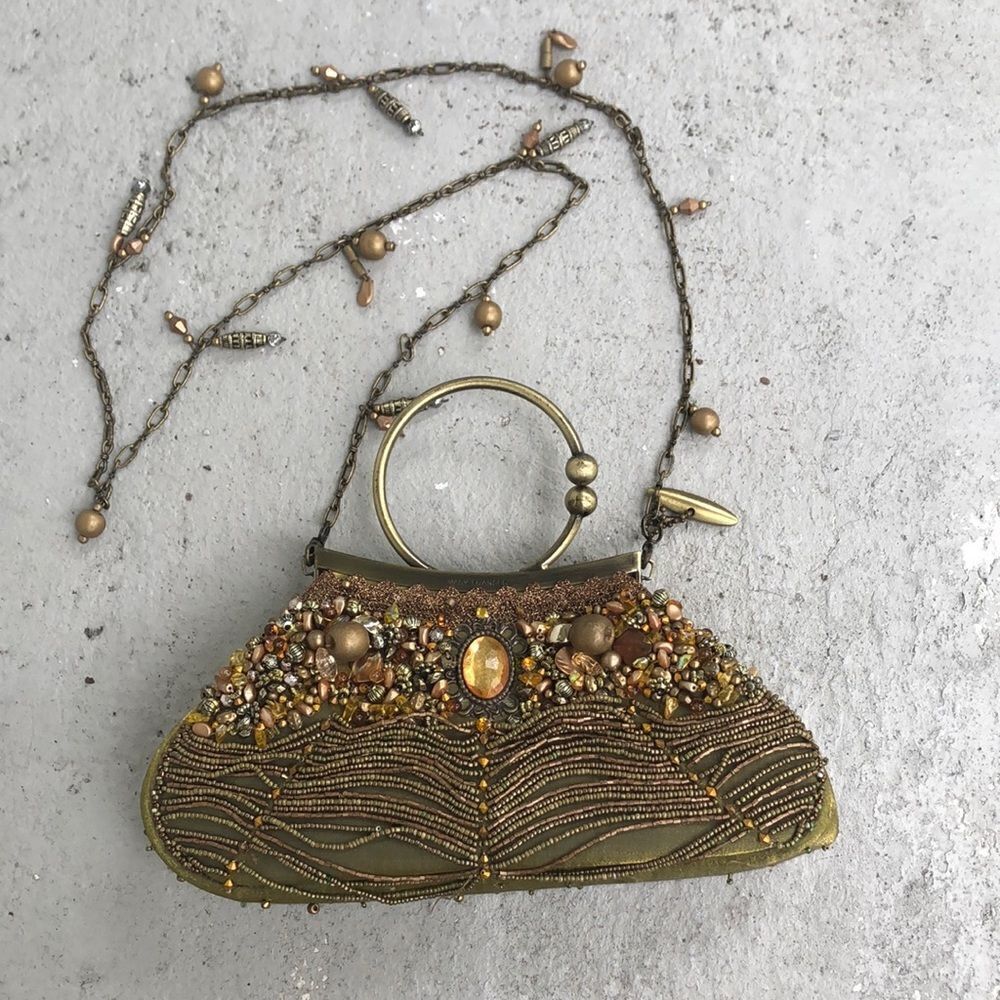Mary Frances, brown, and bronze evening bag